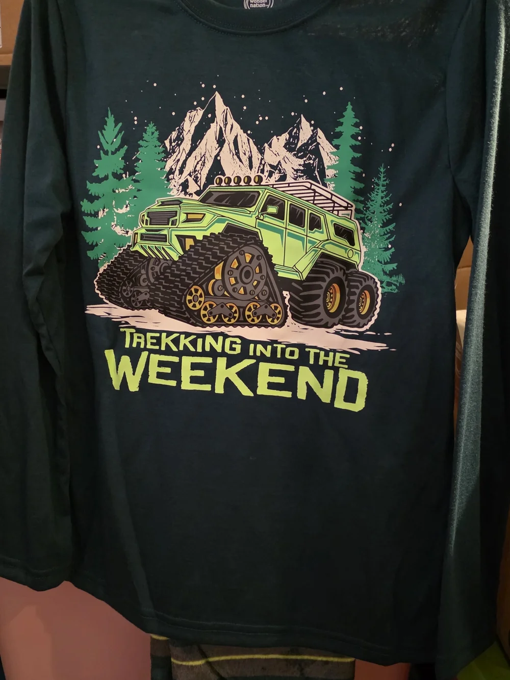 Kids Long-Sleeve 'Trekking Into The Weekend' PJ Set - Green